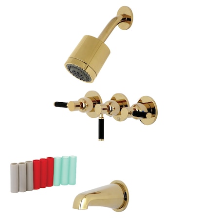Kingston Brass Tub and Shower Faucet, Polished Brass, Wall Mount KBX8132DKL